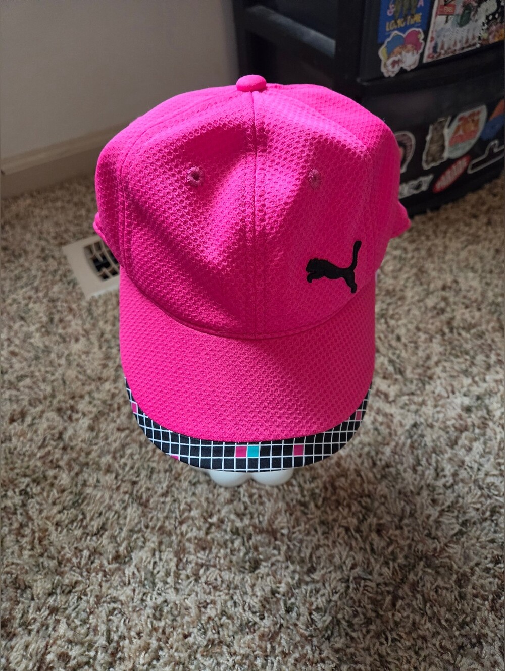 Puma Vintage Bright Pink Geometric Design Ball Cap Unisex Adult One Size